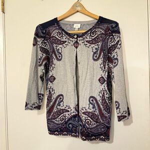 Dressbarn Cardigan / Grey, Navy and Purple / Small, NWT
